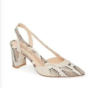 New AGL Snake Print Slingback Leather Heel Shoes size 40